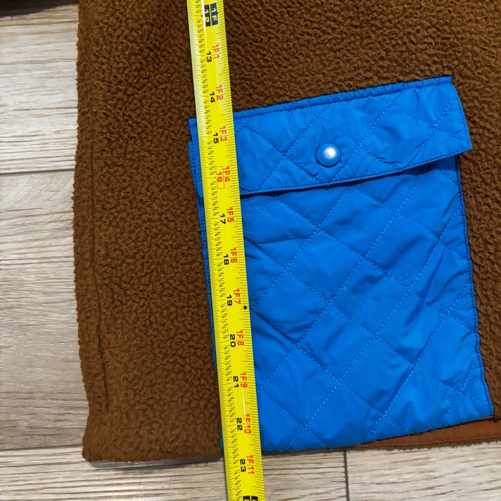 Madewell Sherpa Fleece Half Zip Pullover Brown Blue Quilted Pockets Medium - Picture 3 of 6
